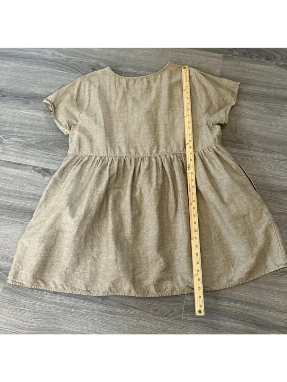 Madewell Dress Womens XXL Mini Beige Linen Blend Alexandra Button Front Pockets - Picture 11 of 12